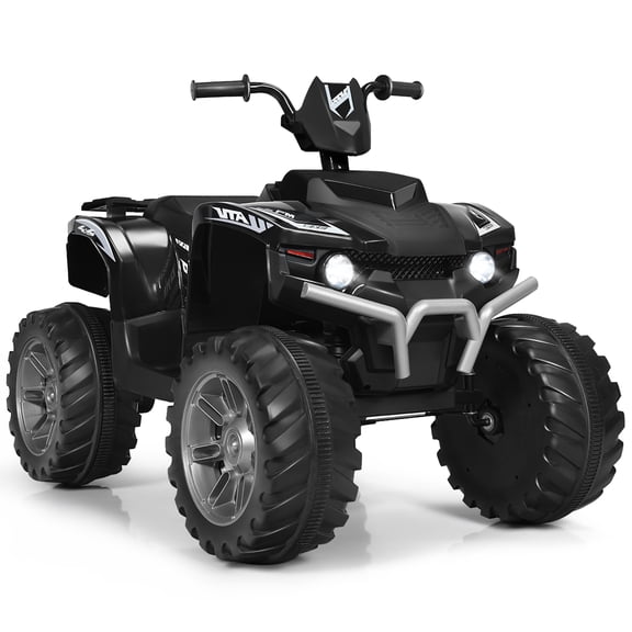 Costway Quad 4 Roues 12 V pour Enfants, Voiture à Chevaucher avec Lumières DEL, Musique, USB, Noir