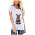 thumbnail image 1 of T-shirts d'Été pour Femmes Grande Taille à Manches Courtes, Col Rond, Imprimé Lapin, T-shirt de Pâques à Manches Courtes, Blouse Décontractée Ample, T-shirt à Col en V pour Femmes en Liquidation, 1 of 8