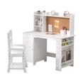 thumbnail image 4 of BeesClover Kids Study Desk and Chair Set, Children's Learning Table with Bookshelf, Bulletin Board, Cabinets & Drawer, 4 of 6