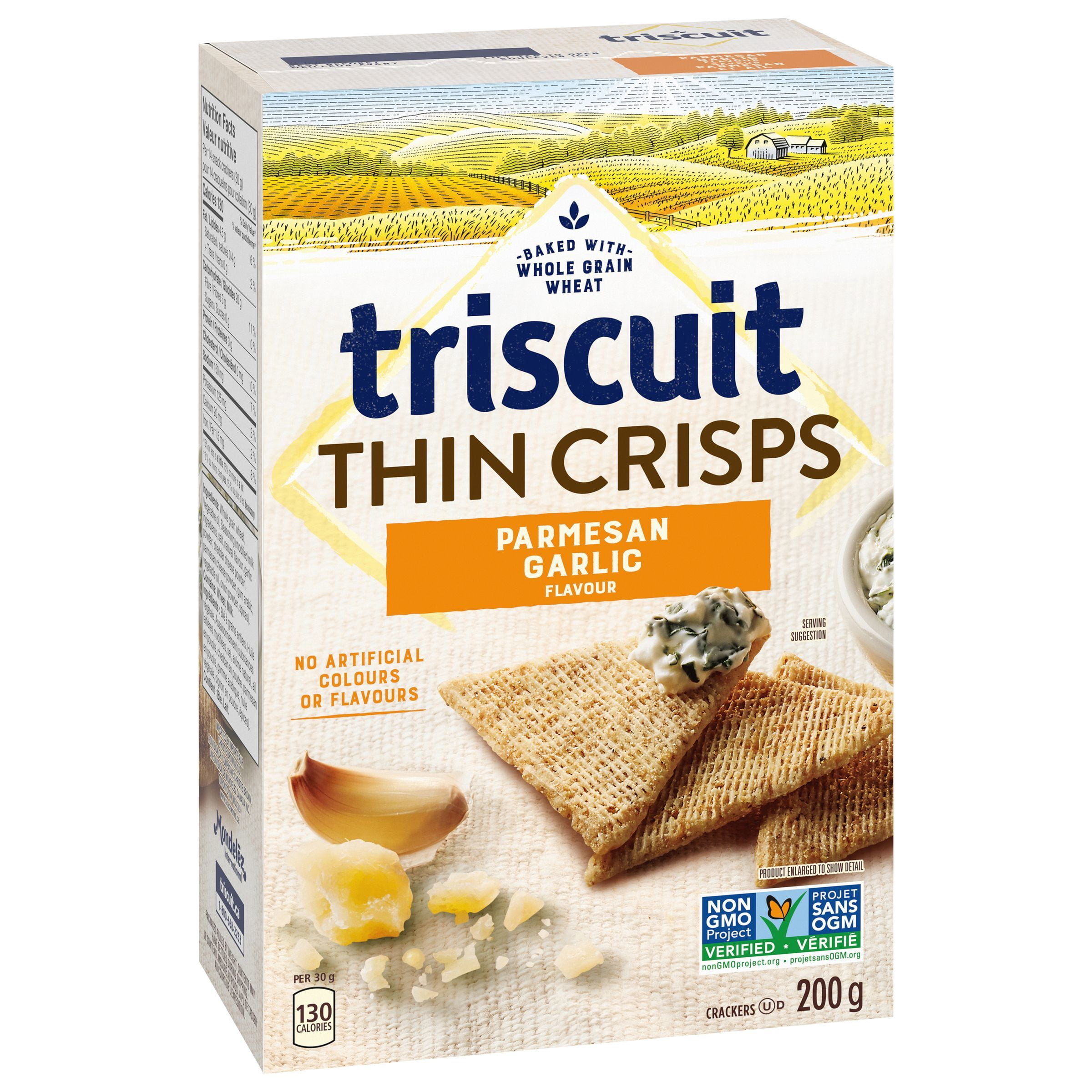 TRISCUIT minces et croquants, à saveur de parmesan et ail craquelins