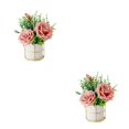 thumbnail image 3 of mmirethe Fake Peony Silk Hydrangea Flower Realistic Appearance Artificial Flowers With Vase Simulation Flower Set Low Maintenance rose powder 2Set, 3 of 6