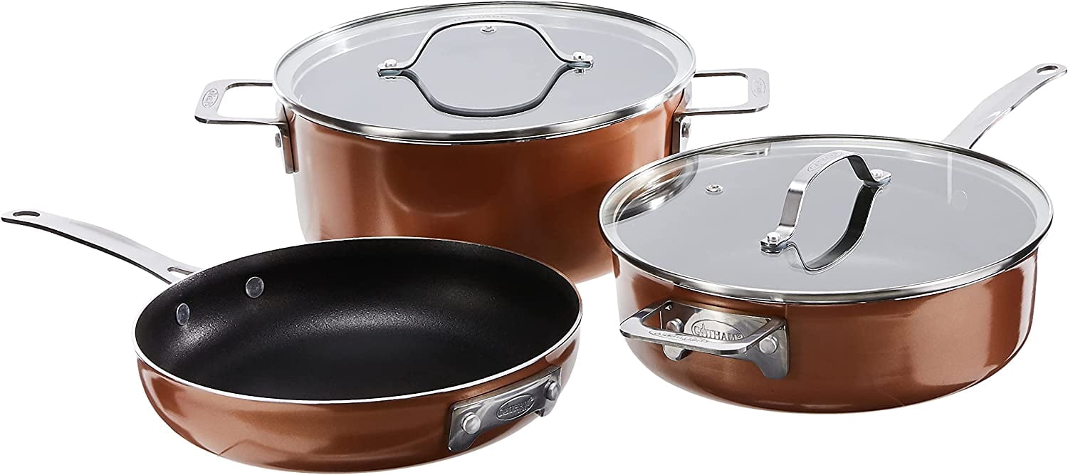 Gotham Steel Stackable Pots and Pans Set – Stackmaster 5 Piece Cookware Set
