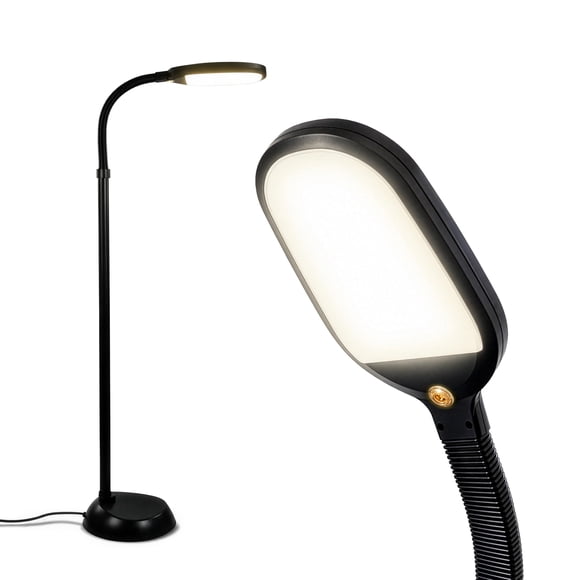 Brightech Litespan - Bright LED Floor Reading Lamp for Over Chair Crafts and Reading, Esthetician Light for Lash Extensions, Gooseneck Adjustable Standing Lamp for Livin