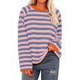 thumbnail image 2 of Womens Tops Striped Crewneck Long Sleeve Color Block Tshirts Fall Casual Loose Comfy Blouse, 2 of 5