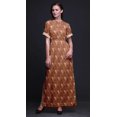 thumbnail image 2 of Bimba Robe Maxi à Facettes en Rayonne Triangle Géométrique Taille Smockée Imprimée Fente Latérale pour Femme-TTTG, 2 of 6