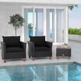 thumbnail image 1 of Gymax 3PCS Patio Rattan Conversation Furniture Set Yard Outdoor w/ Black Cushions, 1 of 7