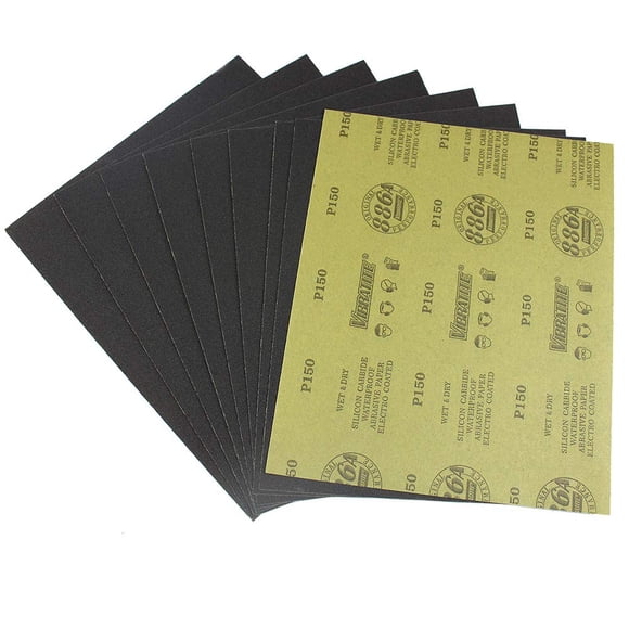 Maxman 10 Pcs Papier de Verre Humide et Sec Assortiment 9 X 11 Pouces Feuilles de Papier de Verre 150 Grains pour Finition de Meubles en Bois de Voiture Polissage Automobile