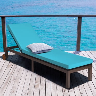 Gymax Chaise Longue Inclinable de Patio en Rotin Réglable avec Coussin et Roues