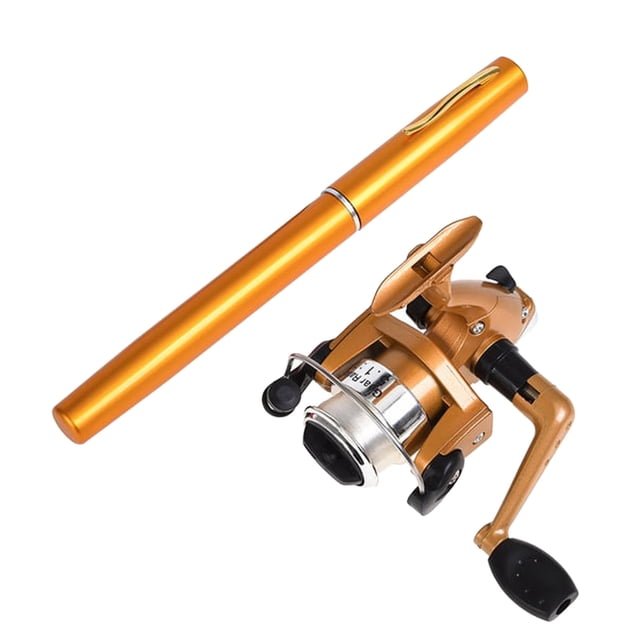 Canne à Pêche en Stylo avec Moulinet, Canne Rotative, Roue de Pêche, Accessoires de Pêche d'Extérieur pour Passionnés et Pros
