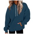 thumbnail image 1 of Timegard Hoodies for Women Drawstring Long Sleeve Sweatshirts Pullover Fall Winter Solid Color Tops, 1 of 5