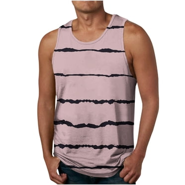 EGNMCR Débardeurs Homme, Nouveau Débardeur à Rayures 3D pour Homme, T-shirt Sans Manches de Sport Décontracté à Col Rond, Débardeur/chemise Blouses, Cadeaux de la Fête des Pères
