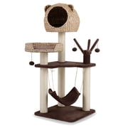 Costway Modern Cat Tree Tower with Natural Sisal Scratching Posts Hammock Balls for Kittens Brown