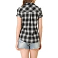 thumbnail image 3 of INSPIRE CHIC Chemises à Carreaux pour Femmes Col en Pointe Boutonnées Blouses de Rentrée Noire G, 3 of 6