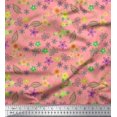 thumbnail image 1 of Soimoi Orange Poly Georgette Fabric Leaves,Insect & Floral Artistic Print Sewing Fabric BTY 42 Inch Wide, 1 of 3