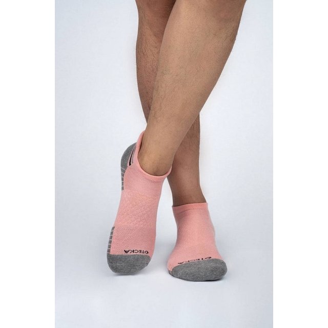 OTECKA Unisex Basic Performance Ankle Socks with Moisture-Wicking - Cushion Comfort Ankle Socks, Pink, Large-X-Large