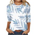 thumbnail image 1 of HKEJIAOI Blouse pour Femmes 3/4 Manches Imprimé Floral Col Rond L Blouse d'Été, 1 of 1
