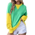 thumbnail image 4 of Posijego Survêtement pour Femmes 2 Pcs à Blocs de Couleur, Chandail à Col Rond, Chandails Molletonnés, Pantalons, Tenue de Détente, Ensemble de Sport, 4 of 7