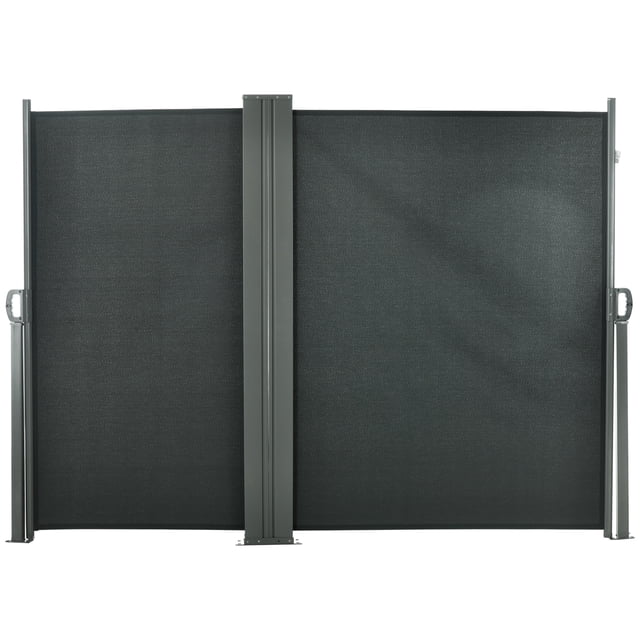 Outsunny Auvent Latéral Double Rétractable 236 Pouces x 63 Pouces pour Patio en Gris, Doté d'Un Cadre en Métal durable, d'Un Tissu en polyester Résistant aux UV avec Revêtement PA et d'Une Fonction Rétractable pour un Ajustement Facile. La Conception Double Face Offre des angles et des Longueurs Ajustables, Idéale pour l'Intimité Extérieure sur patios, Balcons Ou Jardins.