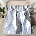 thumbnail image 2 of Erosebridal Chic Geometric Sheet Set Full, Steel Blue Stripes Bedding Sets Full Size, Abstract Decor 4 Pieces, 2 of 7