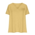 thumbnail image 3 of Jsaierl Women's Summer Solid Color Tops Plus Size Short Sleeve Notched V Neck Shirts Work Business Life Blouses, 3 of 6