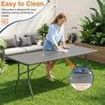 thumbnail image 4 of FDW 6 FT Outdoor Dining Table, Portable Plastic Table with Carrying Handle Perfect for Indoor, Outdoor, Party, Dining, Wedding, Events, Camping, Gray, 4 of 7