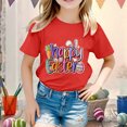 thumbnail image 2 of MIASHUI Girls Easter Graphic Print Short Sleeve Tee Kid Boy T-Shirt,Red,1-2 Years, 2 of 4