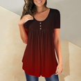 thumbnail image 4 of Baberdicy Ruched Tunic Tops for Women - Casual Short Sleeve Blouses (Leggings Matching, Spring/Summer Outfits) Red S, 4 of 5