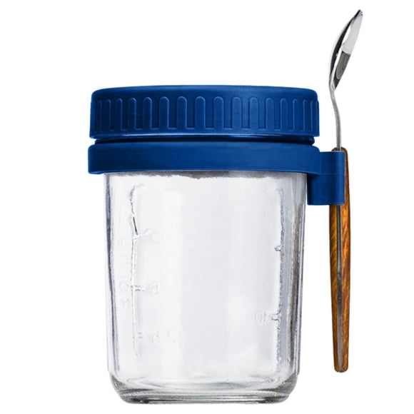 DJN 2025 New Glass&Bottle Overnight Oatmeal Jars With Spoon And Lids Airtight Oatmeal Containers With Measurement Marks Mason Jars With Lids For Oatmeal Containers On The Move Glass C One Size