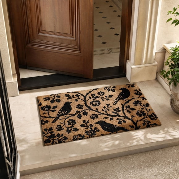 Vintage Bird Floral Decorative Doormat Stylish Outdoor Entryway Front Door Mat