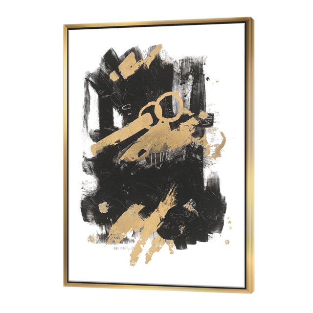 Gold and Black drift I - Modern Glam Framed Canvas