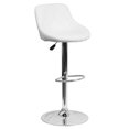 thumbnail image 1 of Contemporary White Vinyl Bucket Seat Adjustable Height Barstool with Diamond Pattern Back and Chrome Base, 1 of 9