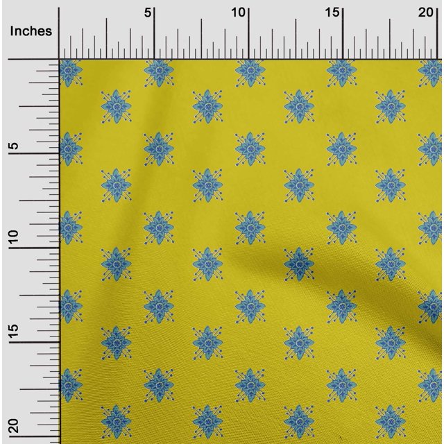 oneOone Cotton Poplin Fabric Floral Block Printed Fabric 1 Yard 56 Inch Wide