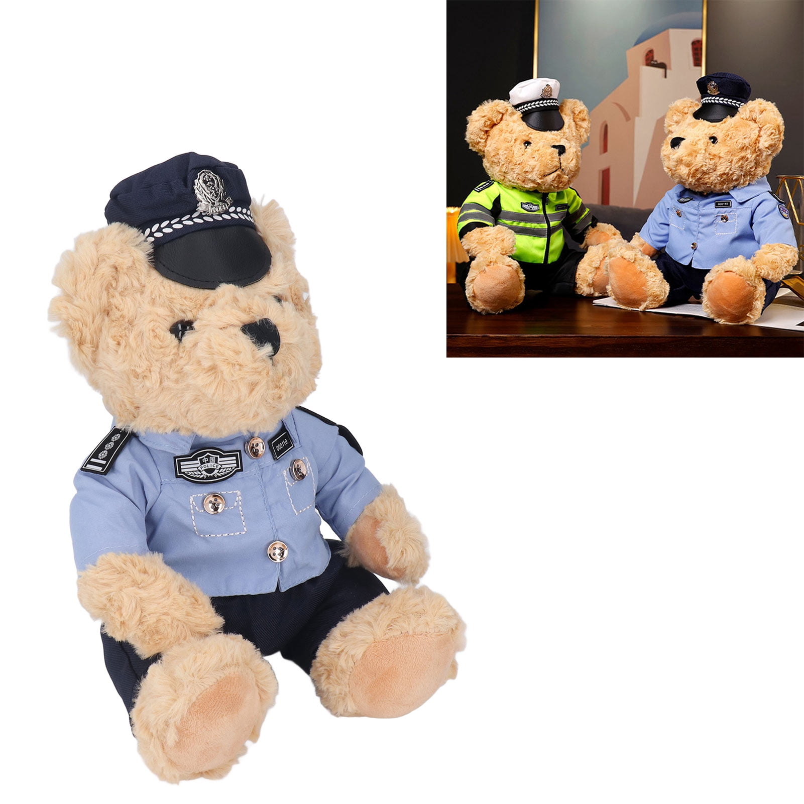 Officer Bear Toy, Cartoon Stuffed Furry Traffic Officer Plush Bear Toy  And Fireman Teddy Bears Plush Toys For Kids Boys Girls Gifts