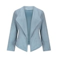 thumbnail image 4 of Économies d'Automne! srobpty Veste à Manches Longues pour Femme, Veste Courte à Col à Revers à Manches Longues pour Femme en Suède Uni, Mode Décontractée, Tissu Confortable, Bleu, P, 4 of 4