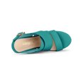 thumbnail image 4 of BLISSFUL STEP Sandales à Talons Compensés pour Femmes à Plateforme avec Bride à la Cheville Sandales Vert Lac 6, 4 of 7