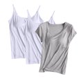 thumbnail image 1 of Diufon Lot de 3 Hauts pour Femmes Sans Manches & Manches Courtes Blouse Décontractée d'Entraînement d'Été Basique Col Rond, 1 of 2