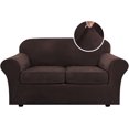 thumbnail image 1 of Modern Velvet Plush 4 Piece High Stretch Sofa Slipcover Furniture Protector Form Fit Luxury Thick Sofa Cover, Machine Washable, 1 of 6