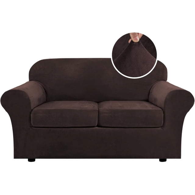 Modern Velvet Plush 4 Piece High Stretch Sofa Slipcover Furniture Protector Form Fit Luxury Thick Sofa Cover, Machine Washable
