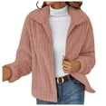 thumbnail image 3 of CEHVOM Women's Spring And Winter New Striped Plush Cardigan Short Coat Clearance, 3 of 6