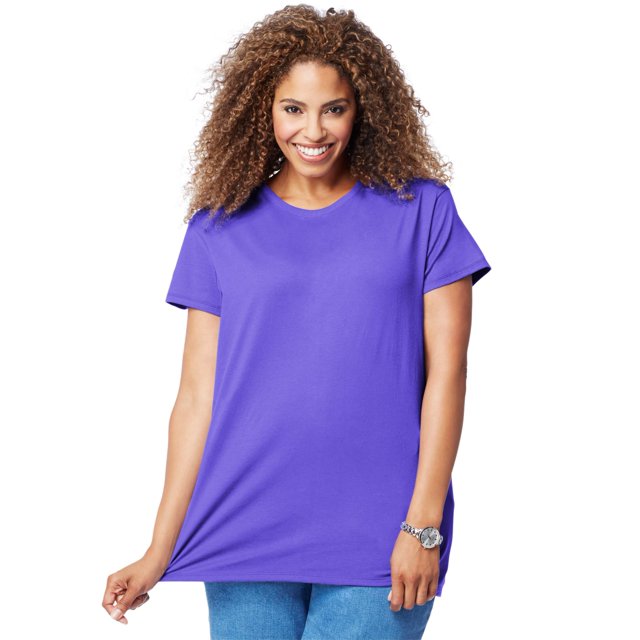 Just My Size T-Shirt Col Rond à Manches Courtes en Jersey de Coton pour Femmes, 4X, Violet Pétale