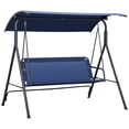 thumbnail image 1 of Outsunny 3-Seat Patio Swing Chair with Adjustable Canopy Dark Blue, 1 of 10