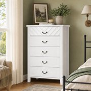 BeesClover Tall Nightstand with 5 Drawers, 30.3" Bedside Table with 3D v-Pattern Front, Modern Wood Night Stand with Storage for Bedroom, Entryway or Living Room