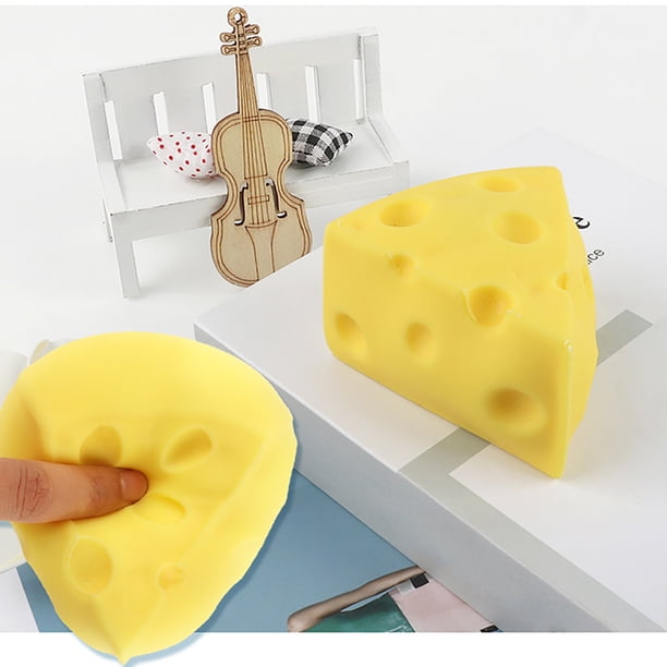 Jouet Fromage Jaune à Presser Nourriture factice sensorielle Antistress | Cube de Fromage Jouet à Pincer pour Adultes Employés Maison École Bureau Fêtes Salles de