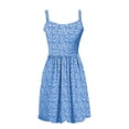 thumbnail image 4 of Pisexur Robes d'Été pour Femmes Robe Bohème à Imprimé Floral Sans Manches à Encolure Carrée à Larges Bretelles Robe Midi Tunique Taille Haute Robe Trapèze Mini Décontractée Élégante Fluide Hawaïenne de Plage avec Poche, 4 of 5