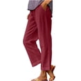 thumbnail image 1 of Dealovy Womens Cotton Linen Pants Plus Size Elastic High Waisted Solid Color Lightweight Summer Trousers, 1 of 6