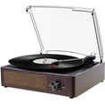 thumbnail image 1 of DIGITNOW Bluetooth Record Player Belt-Driven 3-Speed Turntable Built-in Stereo Speakers-Brown, 1 of 5
