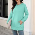 thumbnail image 4 of IROINID Offres T-Shirt à Manches Longues en Polyester pour Femmes Confortable Automne et Hiver Nouveau Col Rond avec Poche Chandail Hauts, Vert, 4 of 7