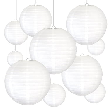 Novelty Place 6 inch White Paper Lanterns (Pack of 10) - Great Chinese/Japanese Home, Party & Wedding Decorations