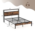 thumbnail image 4 of Costway Cadre de Lit Double avec Tête de Lit de Rangement Station de Recharge Port USB‐C 18 W Brun Rustique, 4 of 10