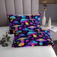 thumbnail image 3 of Erosebridal Neon Mushroom Coverlet Set Queen, Gothic Botanical Bedding Set, Boho Style Decor 3pcs, 3 of 5